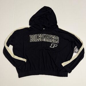 Girls Boilermakers Bedazzeled Black and White Girls Light Weight L/S Hoodie
